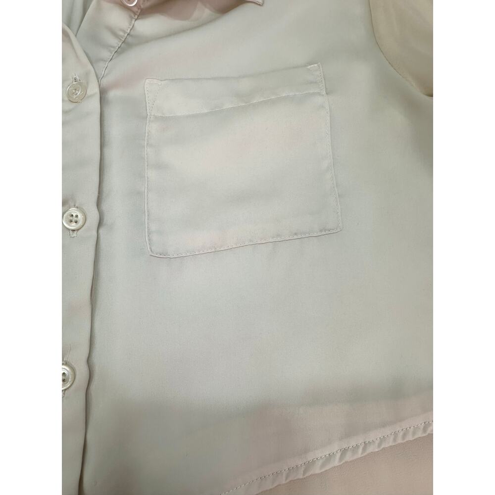 Free People Ivory Sheer Panel Button Up Tunic Top Tuxedo Back Size Small - Picture 7 of 13